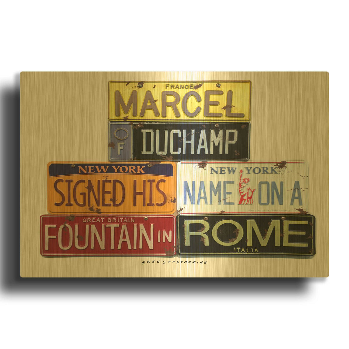 'Duchamp Fountain' By Gregory Constantine Gold Metal Wall Art