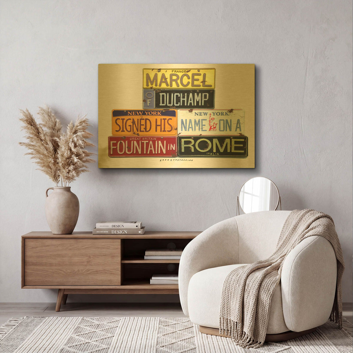 'Duchamp Fountain' By Gregory Constantine Gold Metal Wall Art