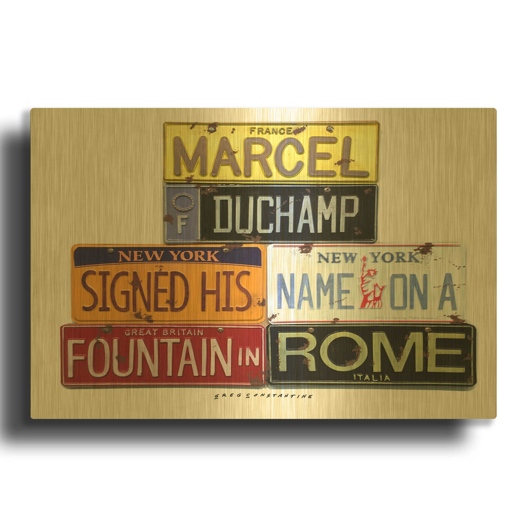 'Duchamp Fountain' By Gregory Constantine Gold Metal Wall Art
