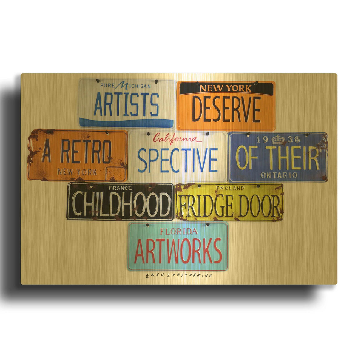 'Deserve A Retrospective' By Gregory Constantine Gold Metal Wall Art