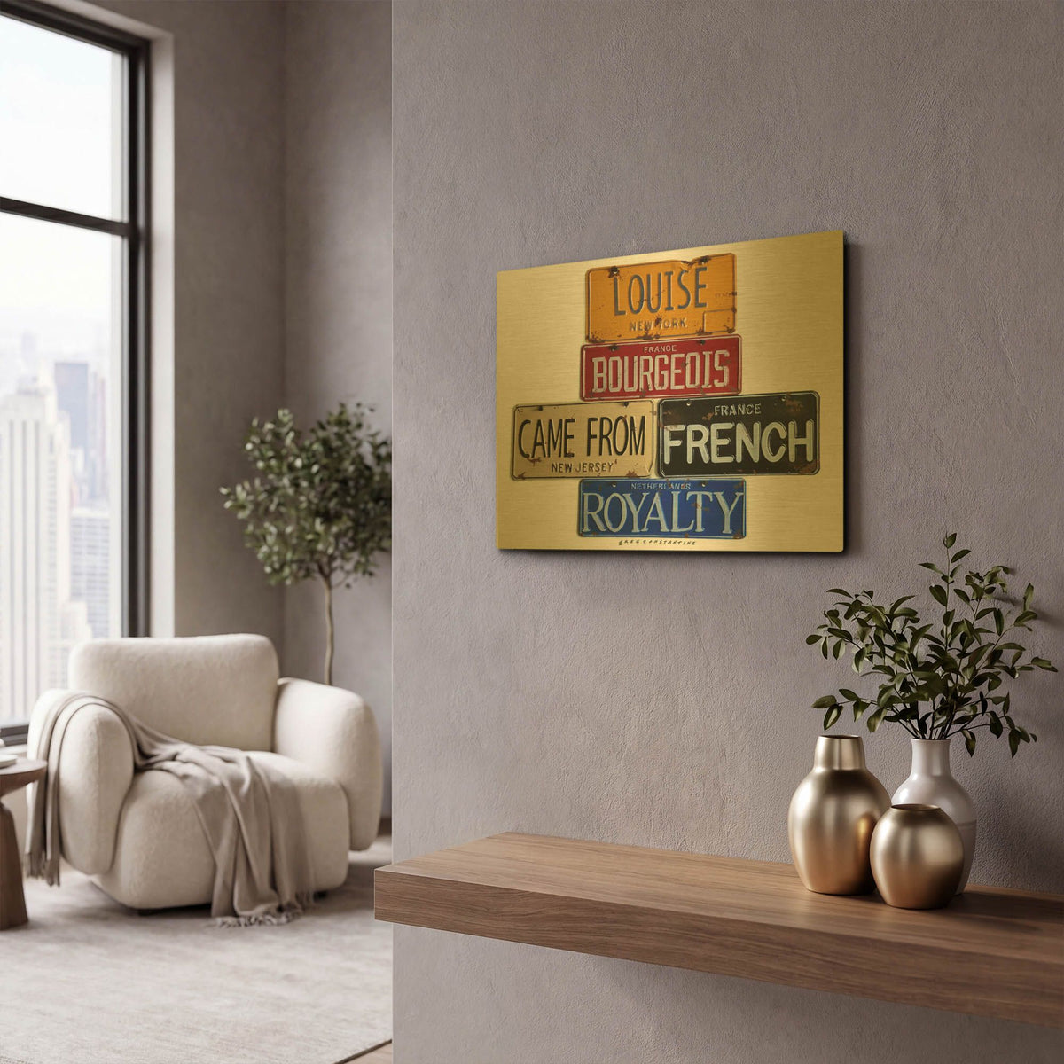 'Bourgeois Royalty' By Gregory Constantine Gold Metal Wall Art