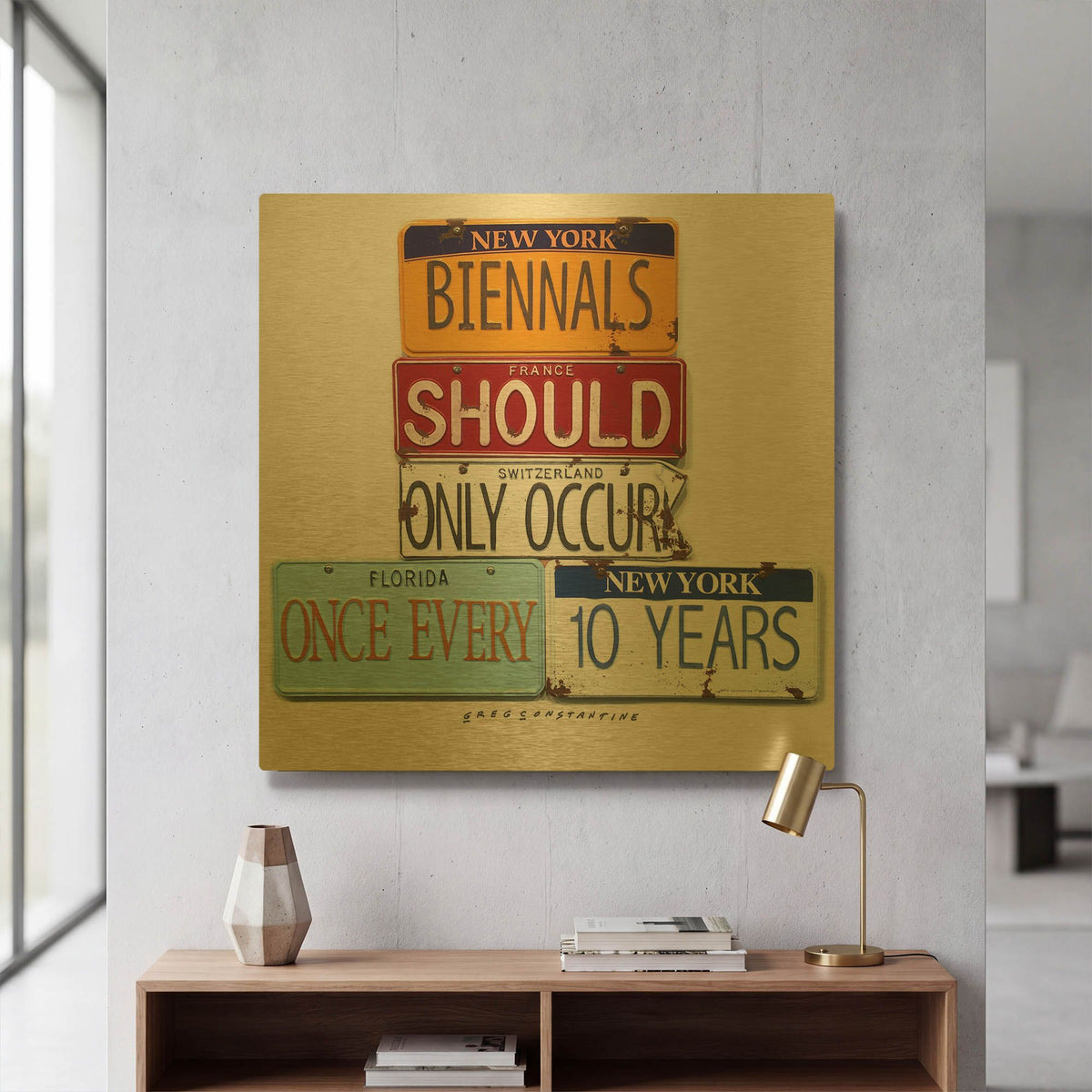 'Biennials 10 Every Years' By Gregory Constantine Gold Metal Wall Art