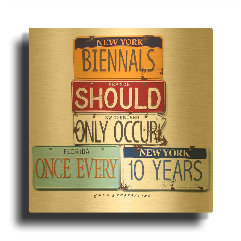 'Biennials 10 Every Years' By Gregory Constantine Gold Metal Wall Art