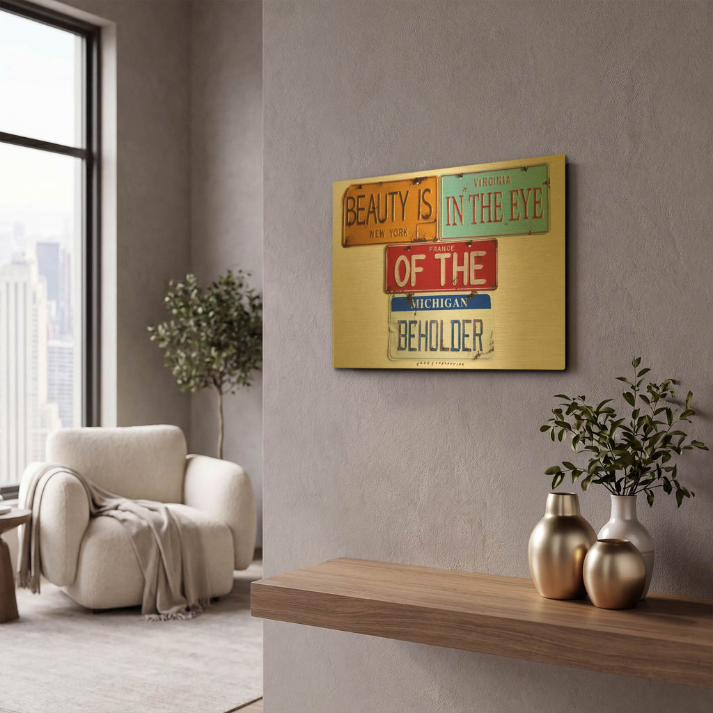 'Beauty Beholder' By Gregory Constantine Gold Metal Wall Art