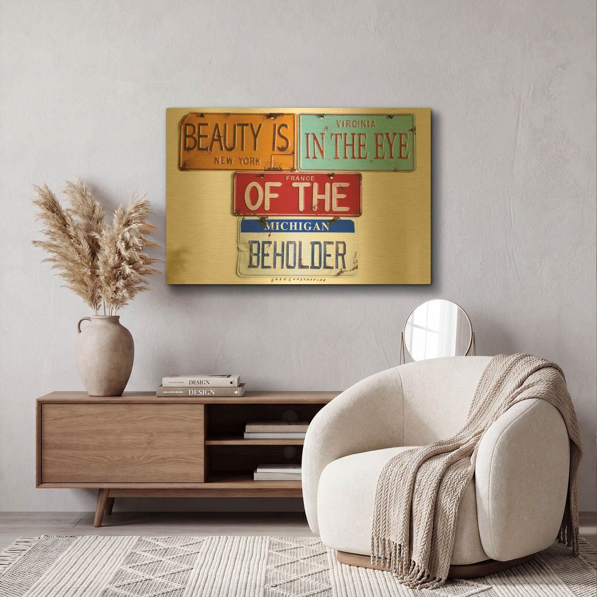 'Beauty Beholder' By Gregory Constantine Gold Metal Wall Art