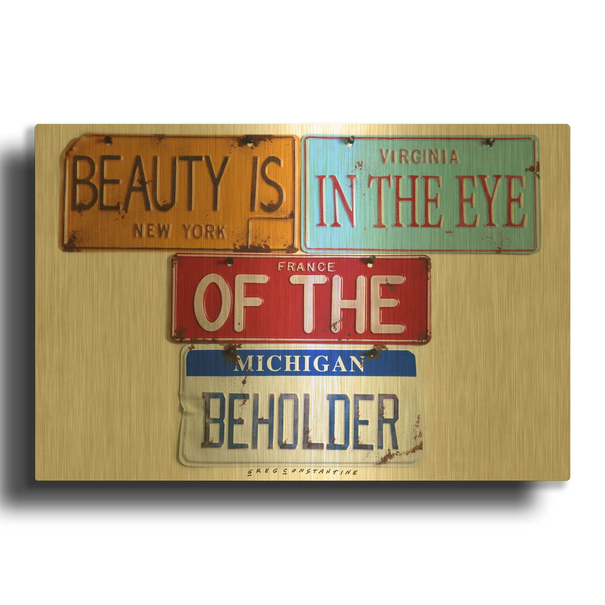 'Beauty Beholder' By Gregory Constantine Gold Metal Wall Art