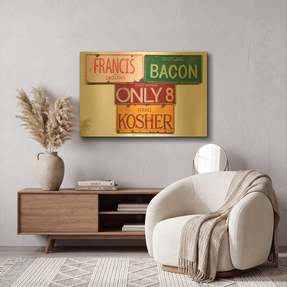 'Bacon Kosher' By Gregory Constantine Gold Metal Wall Art