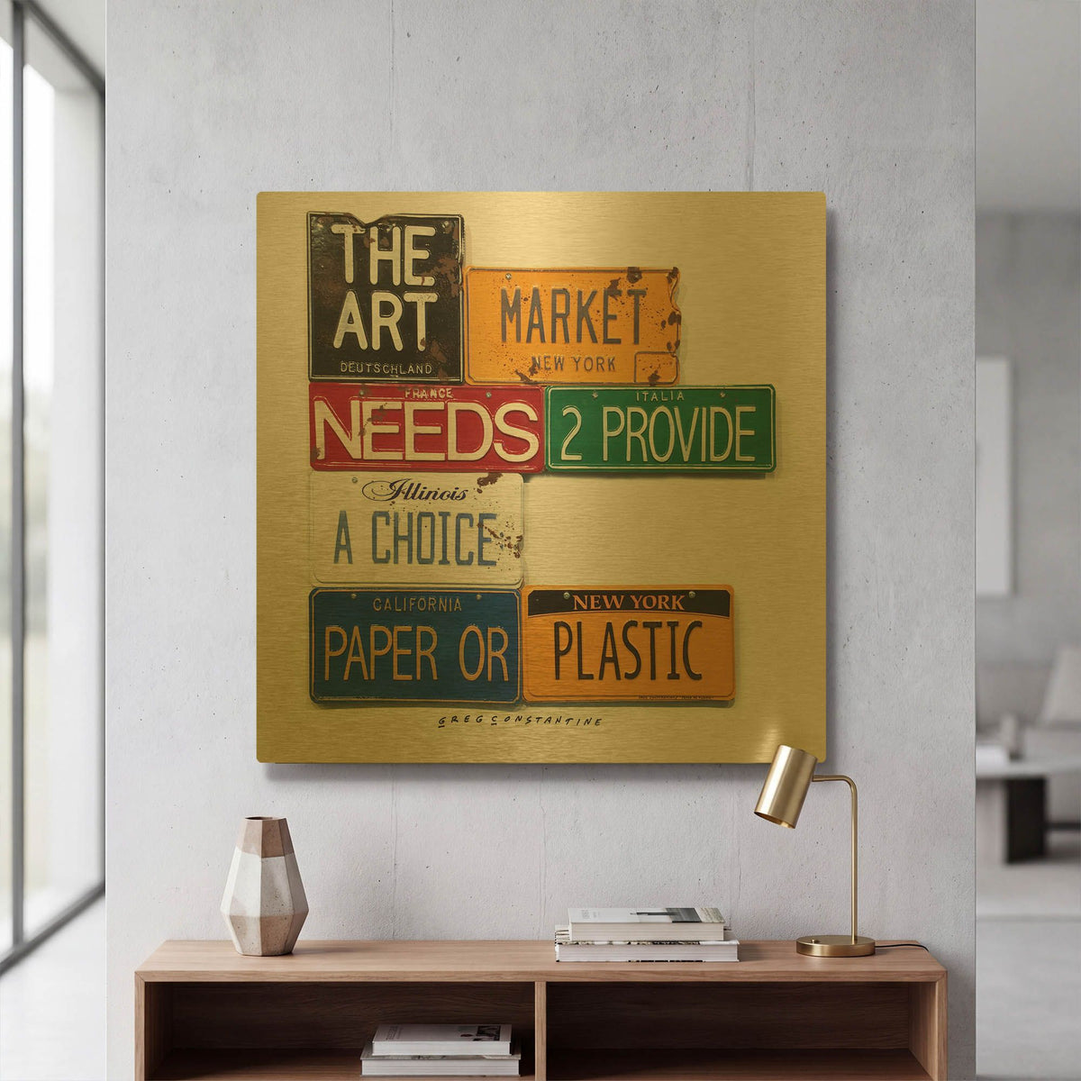 'Art Market' By Gregory Constantine Gold Metal Wall Art