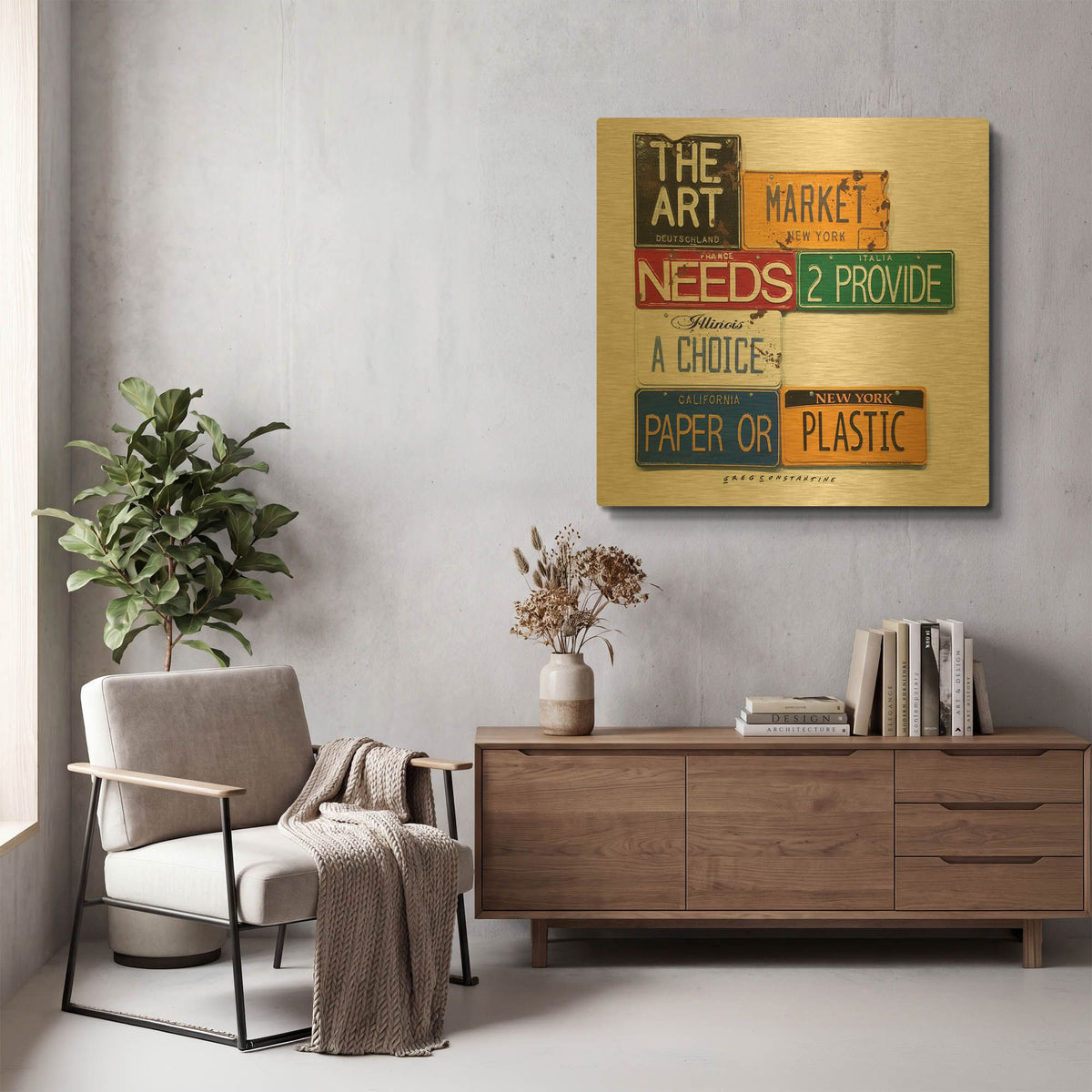'Art Market' By Gregory Constantine Gold Metal Wall Art