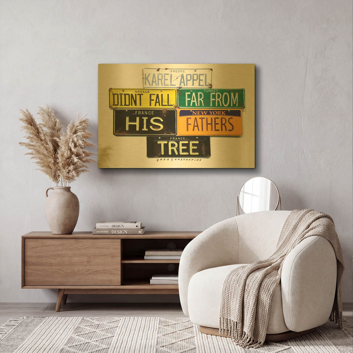 'Appel Fathers Tree' By Gregory Constantine Gold Metal Wall Art