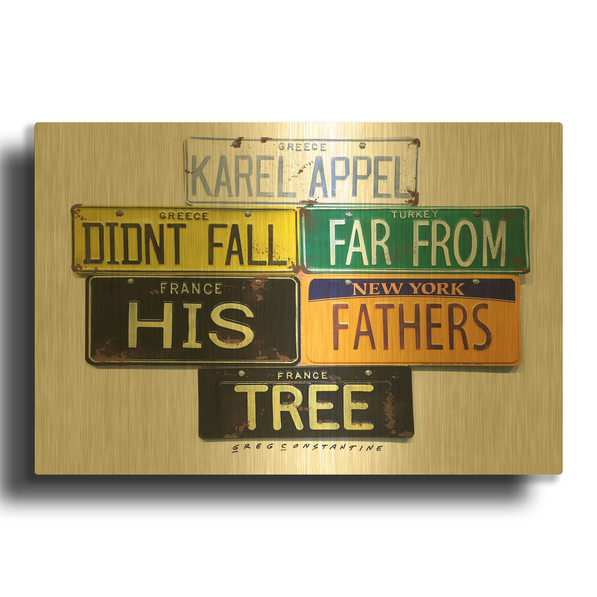 'Appel Fathers Tree' By Gregory Constantine Gold Metal Wall Art