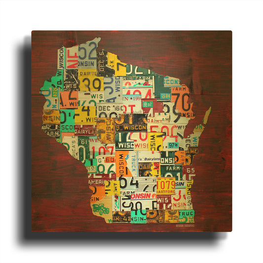 'Wisconsin Counties License Plate Map' By Design Turnpike Gold Metal Wall Art