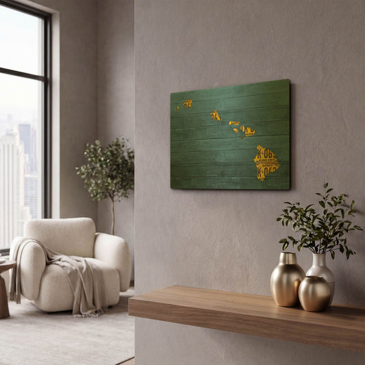 'New Hawaii Map' By Design Turnpike Gold Metal Wall Art
