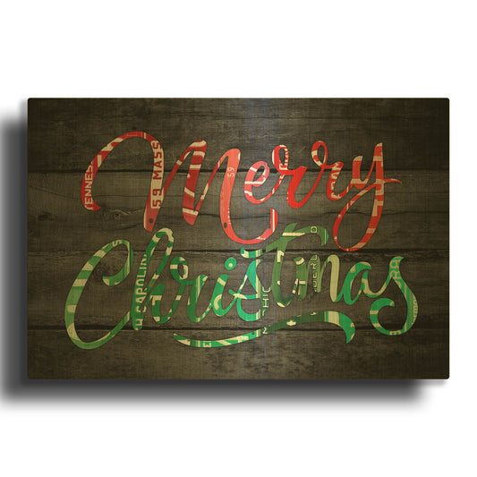 'Merry Christmas License Plates' By Design Turnpike Gold Metal Wall Art