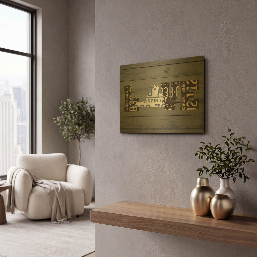 'VA State Love' By Design Turnpike Gold Metal Wall Art