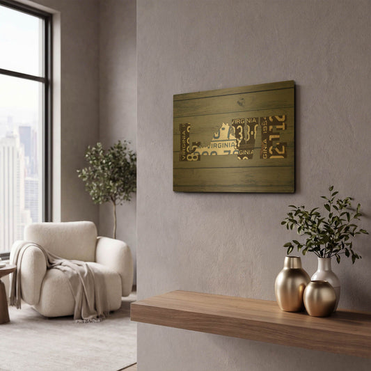 'VA State Love' By Design Turnpike Gold Metal Wall Art
