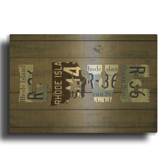'RI State Love' By Design Turnpike Gold Metal Wall Art