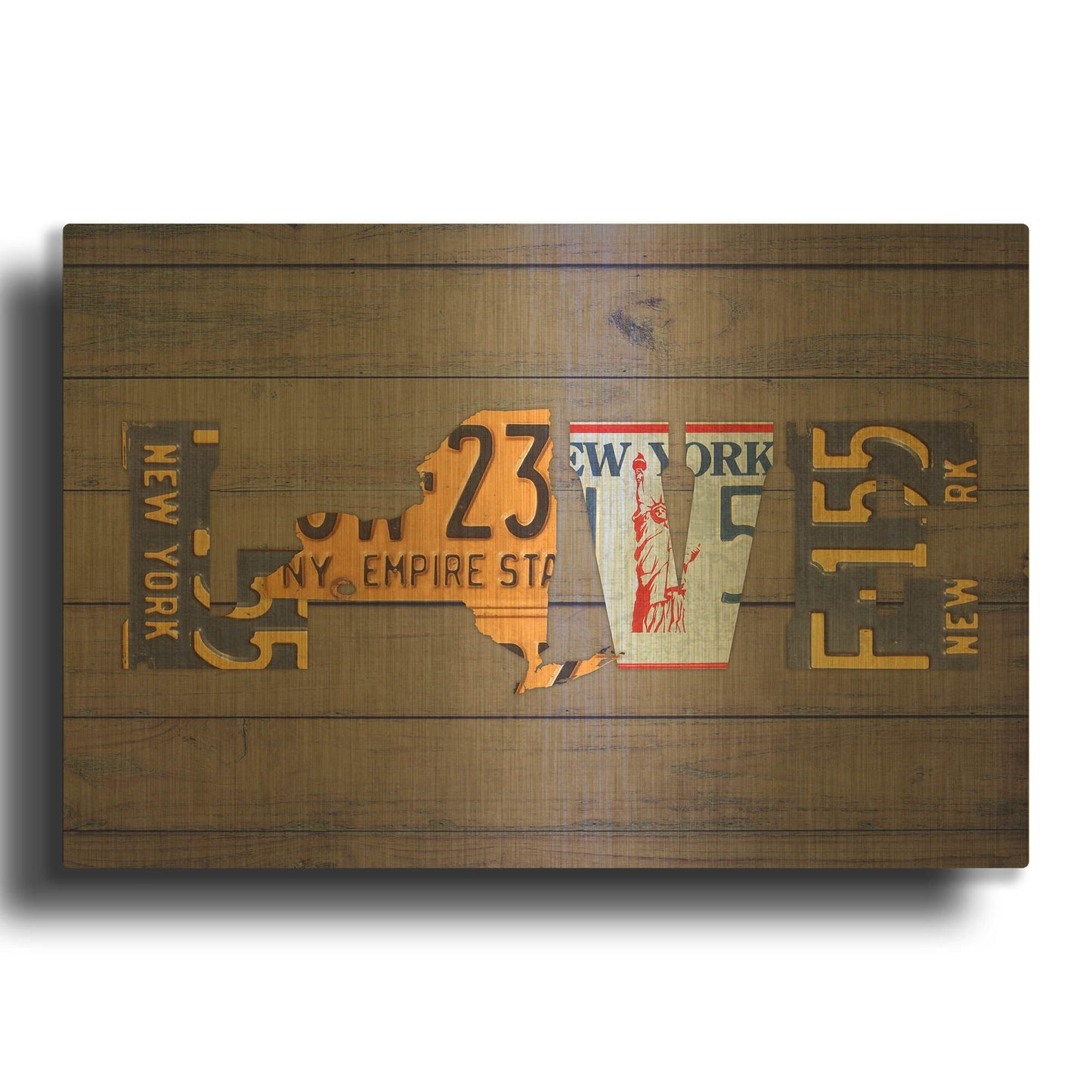 'NY State Love' By Design Turnpike Gold Metal Wall Art