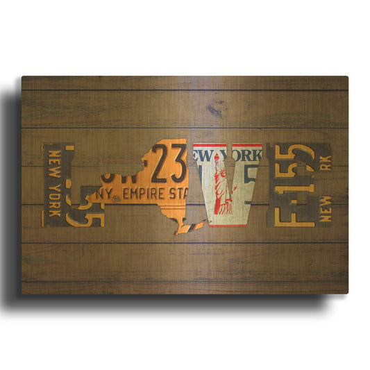 'NY State Love' By Design Turnpike Gold Metal Wall Art