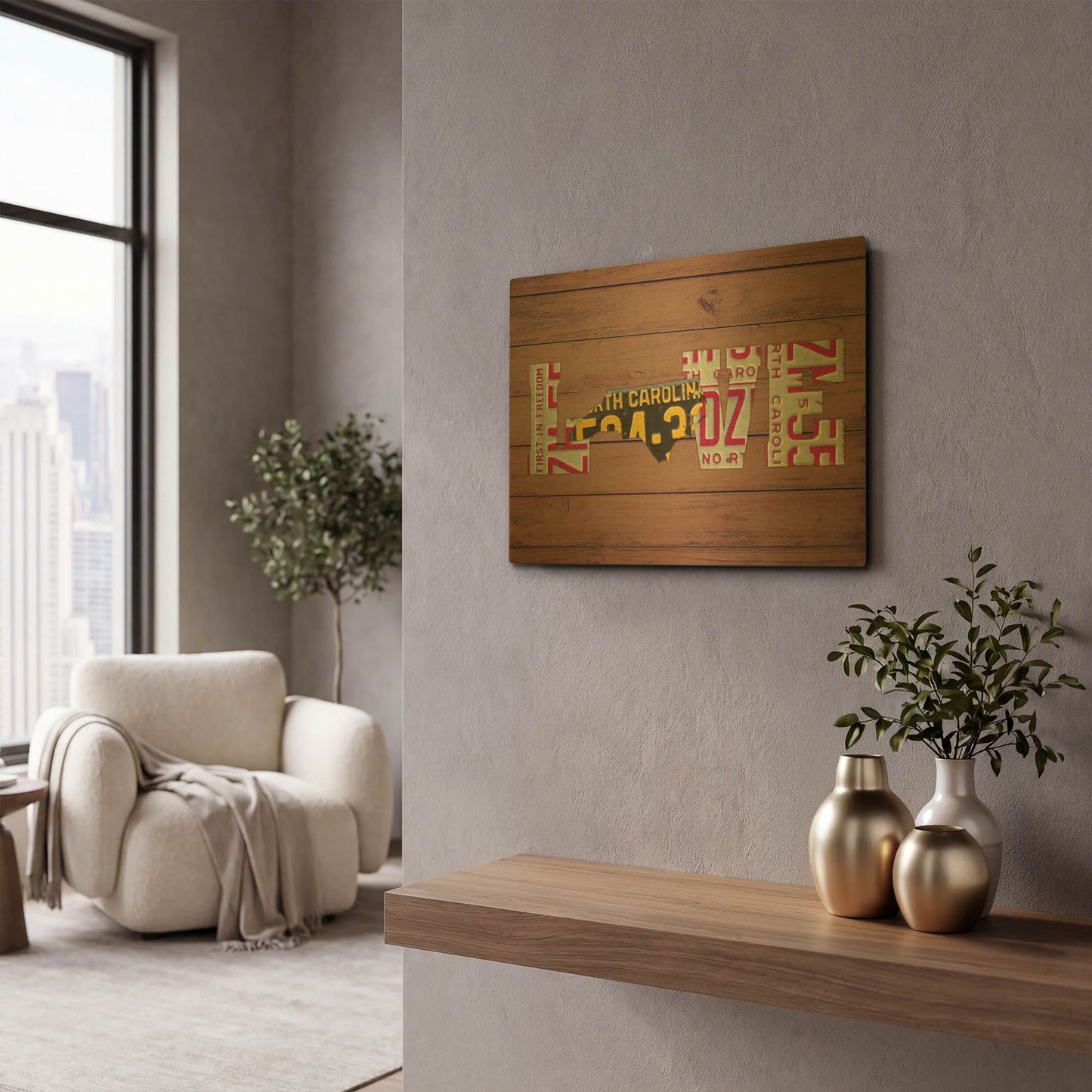 'NC State Love' By Design Turnpike Gold Metal Wall Art