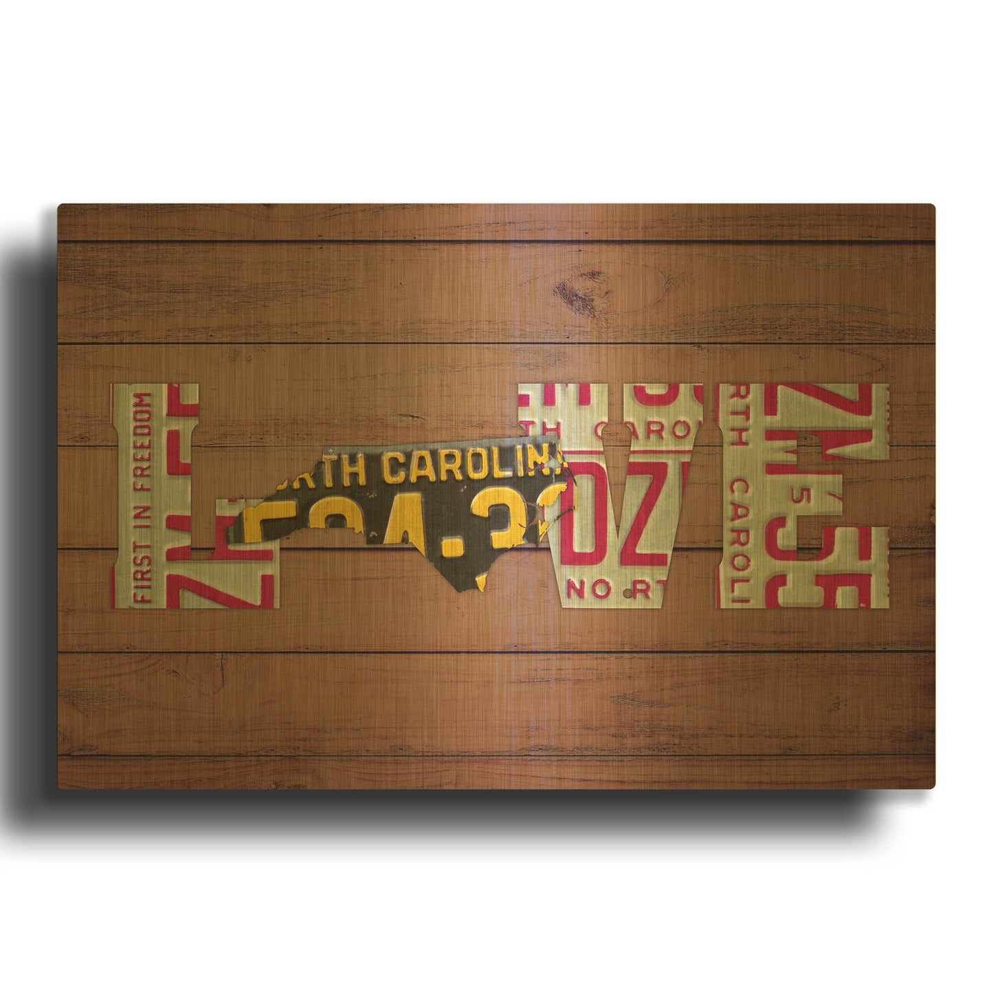 'NC State Love' By Design Turnpike Gold Metal Wall Art