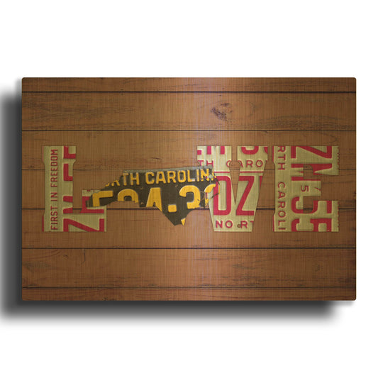 'NC State Love' By Design Turnpike Gold Metal Wall Art