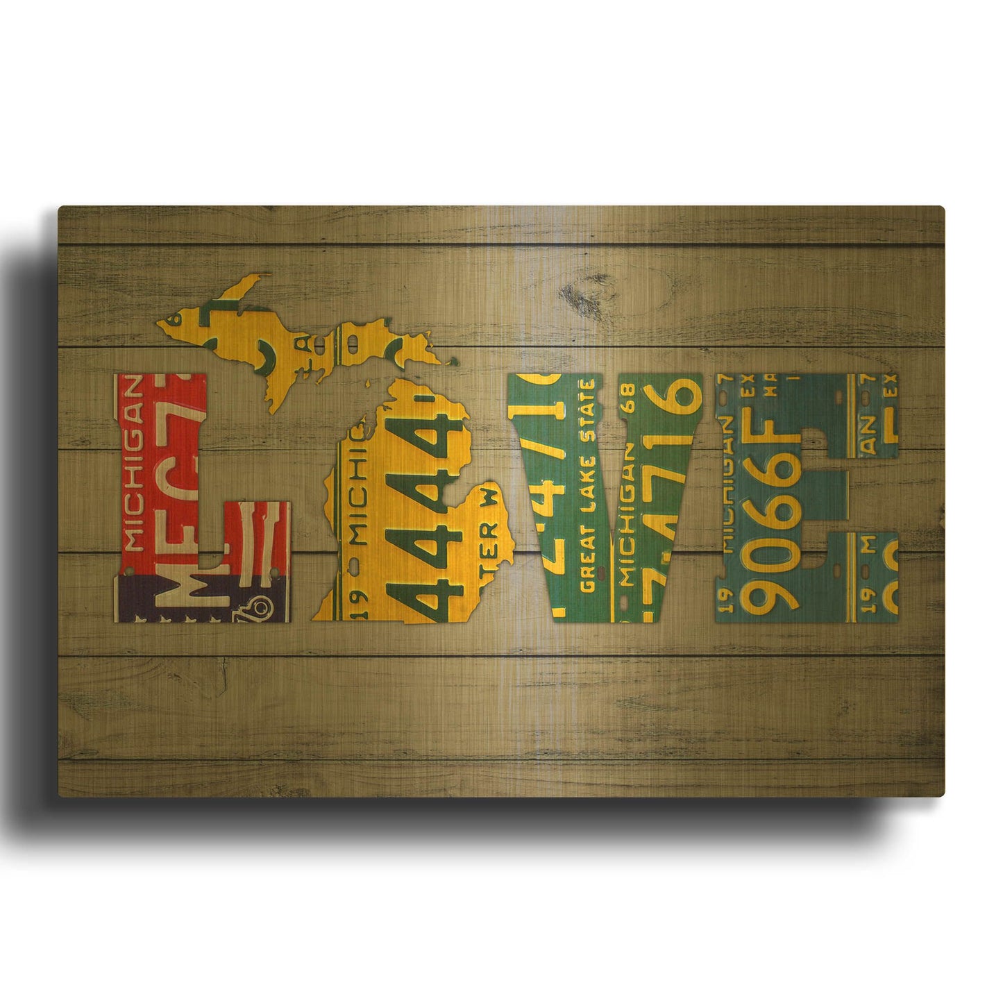 'MICH State Love' By Design Turnpike Gold Metal Wall Art