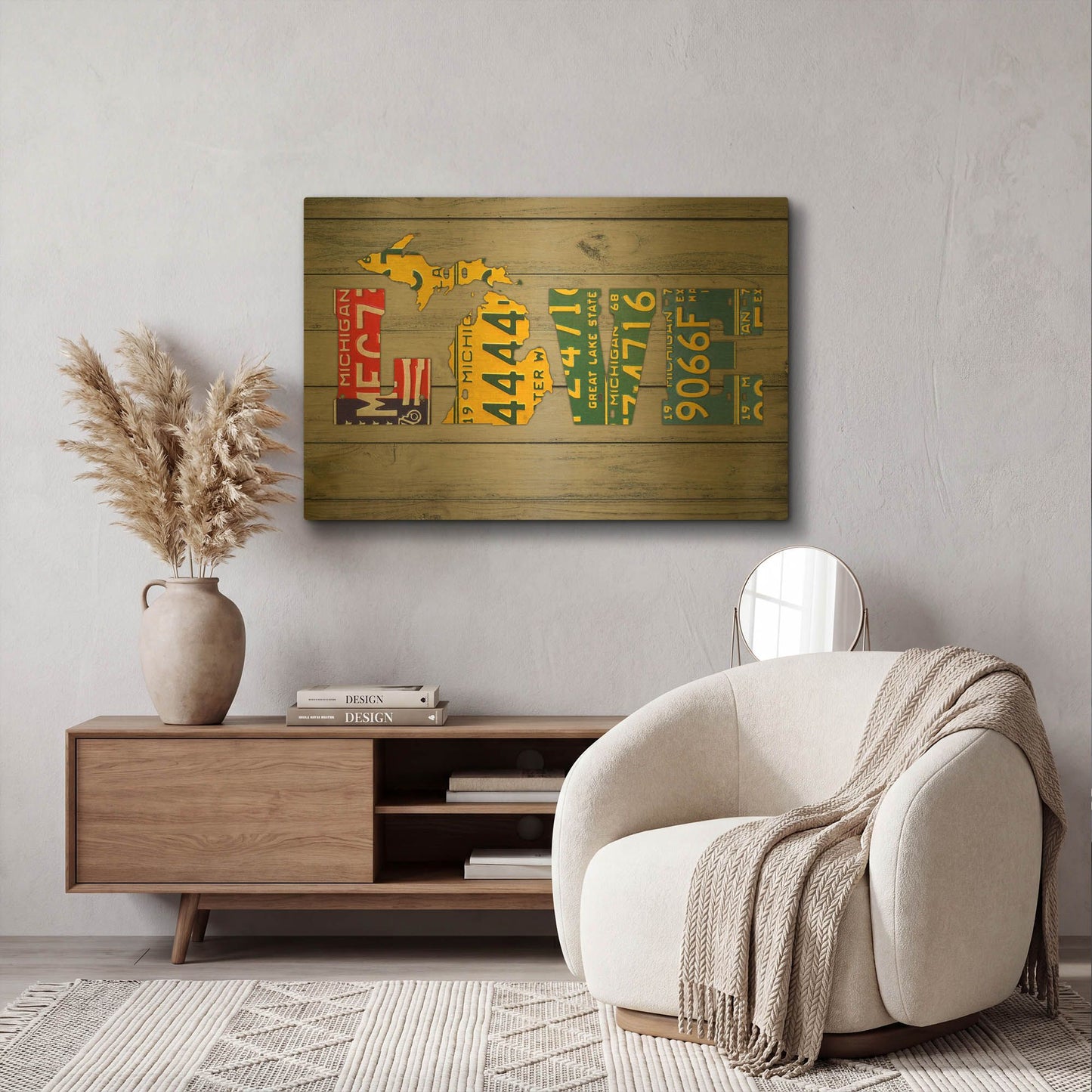 'MICH State Love' By Design Turnpike Gold Metal Wall Art