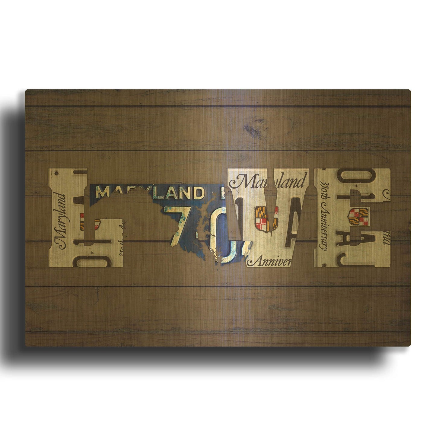 'MD State Love' By Design Turnpike Gold Metal Wall Art