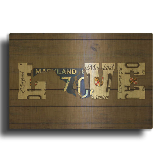 'MD State Love' By Design Turnpike Gold Metal Wall Art