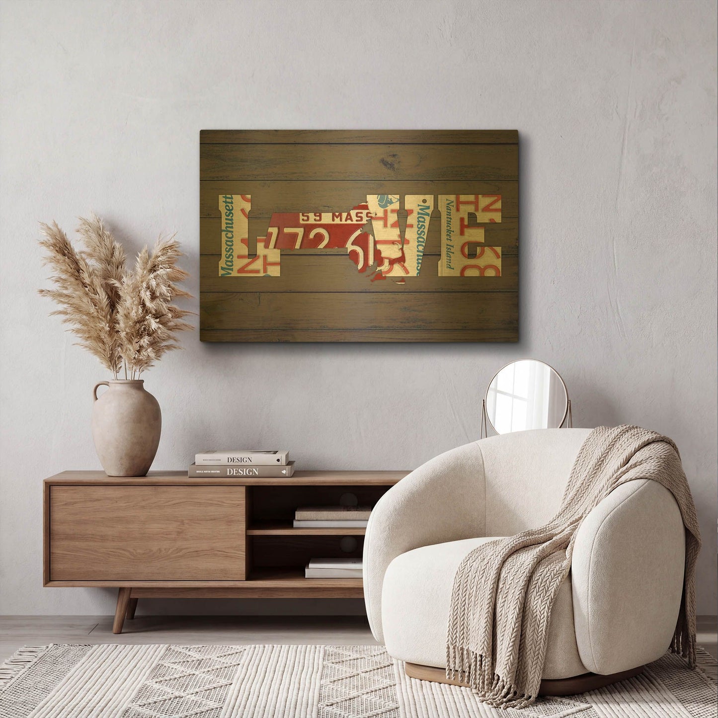 'MA State Love' By Design Turnpike Gold Metal Wall Art