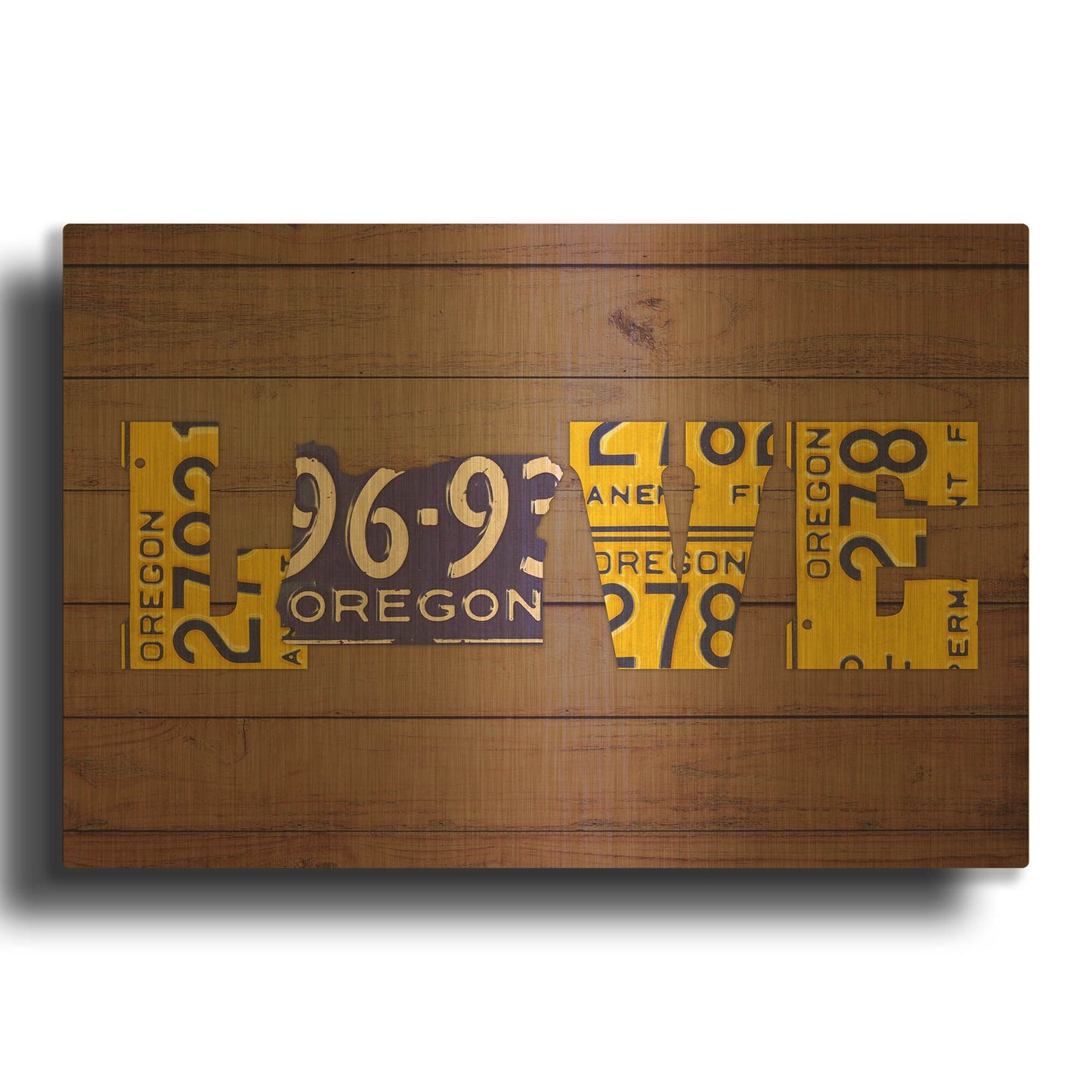 'OR State Love' By Design Turnpike Gold Metal Wall Art