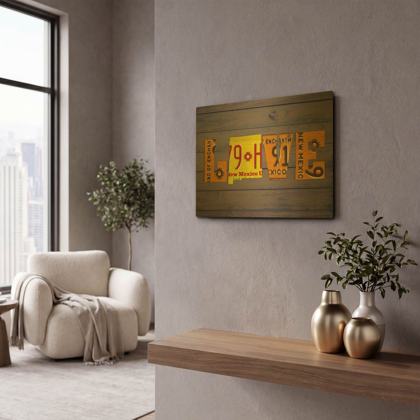 'NM State Love' By Design Turnpike Gold Metal Wall Art