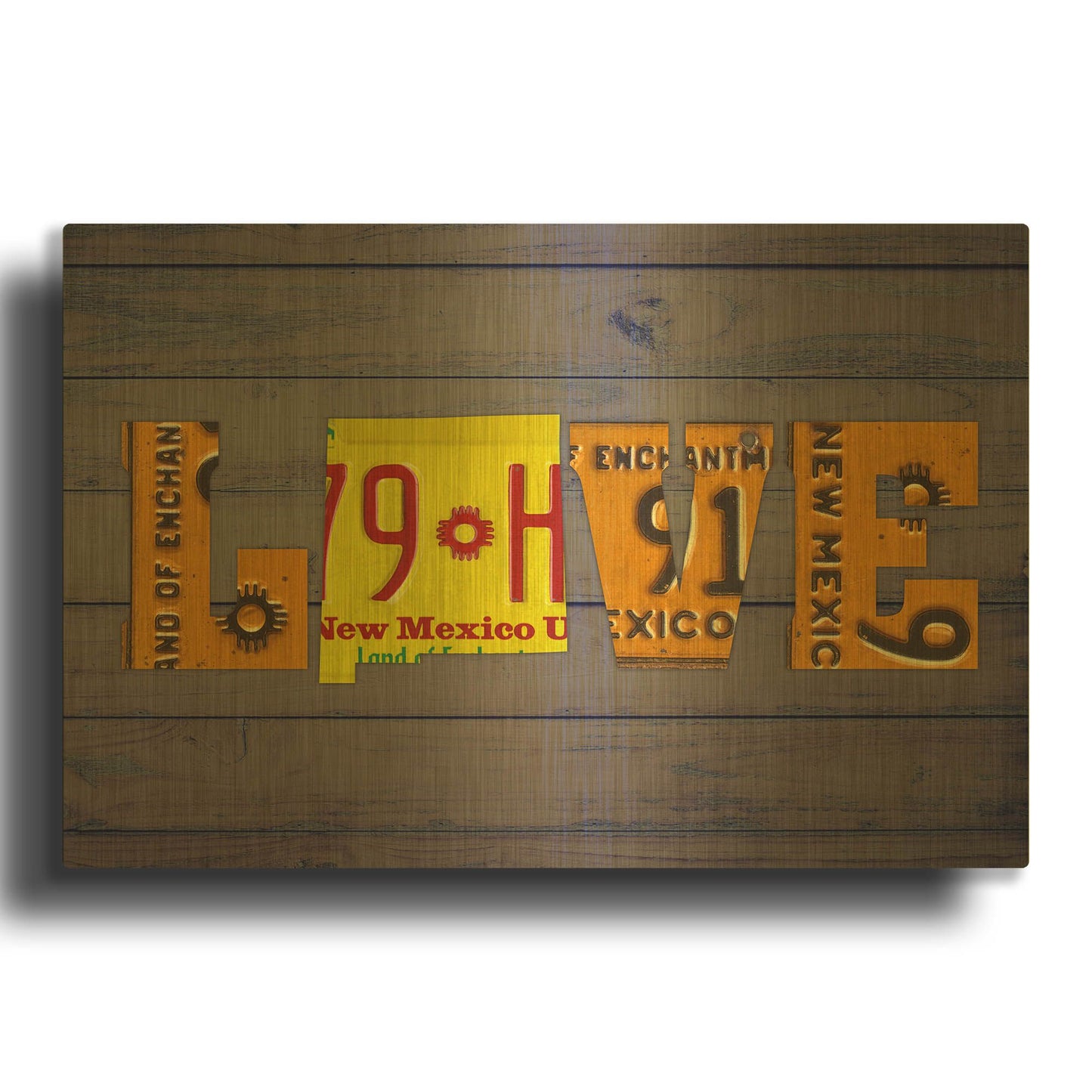 'NM State Love' By Design Turnpike Gold Metal Wall Art