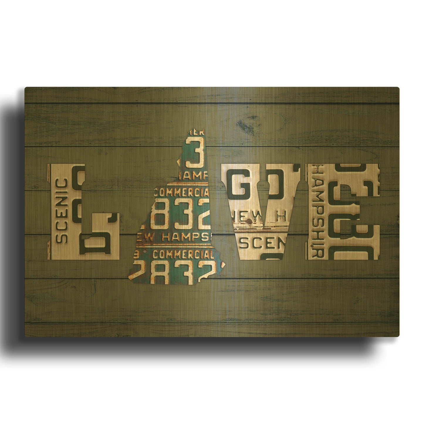 'NH State Love' By Design Turnpike Gold Metal Wall Art