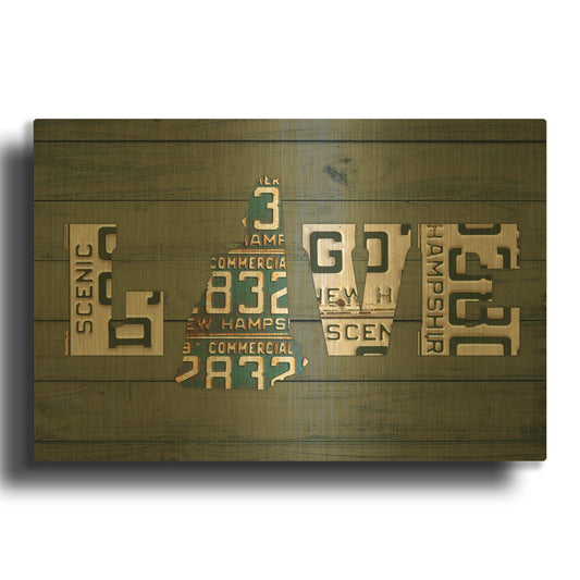 'NH State Love' By Design Turnpike Gold Metal Wall Art