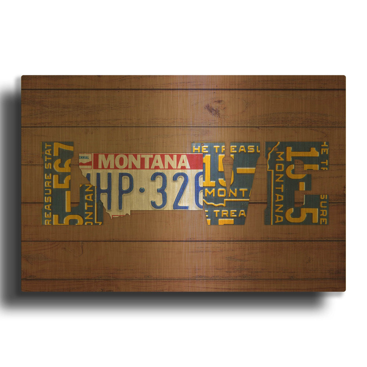 'MT State Love' By Design Turnpike Gold Metal Wall Art