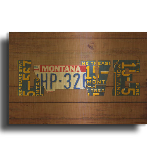 'MT State Love' By Design Turnpike Gold Metal Wall Art