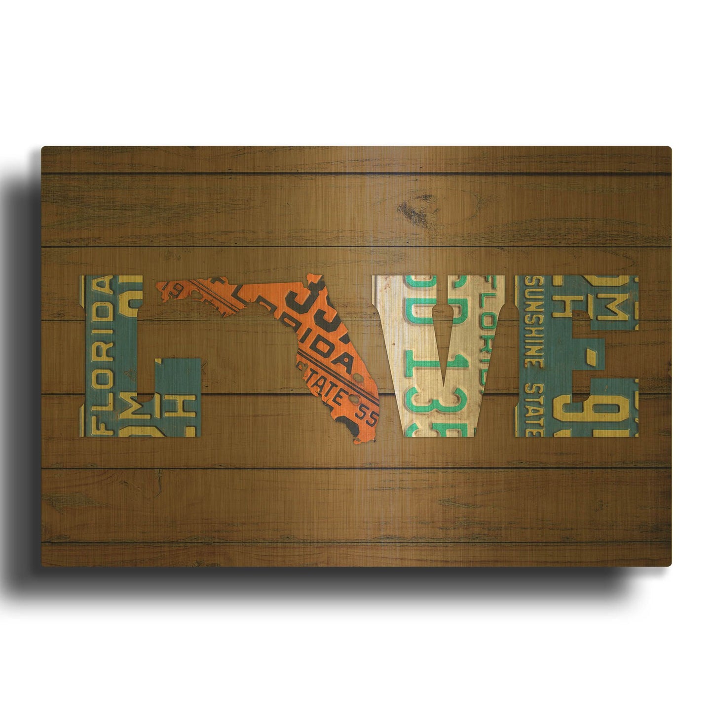 'FL State Love' By Design Turnpike Gold Metal Wall Art