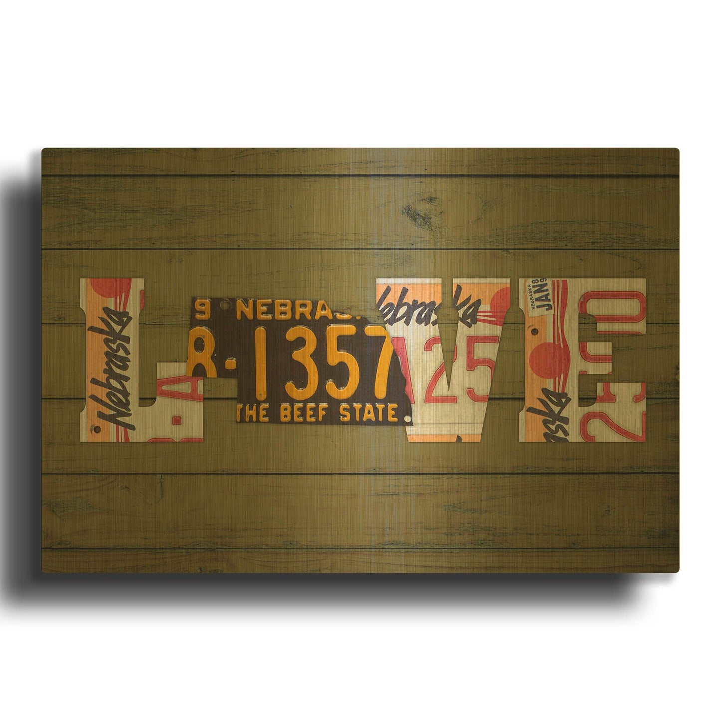 'NE State Love' By Design Turnpike Gold Metal Wall Art