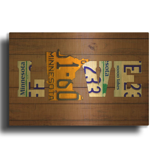 'MN State Love' By Design Turnpike Gold Metal Wall Art