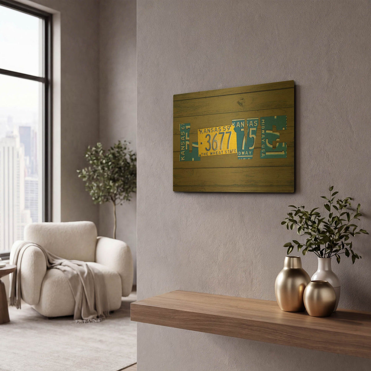 'KS State Love' By Design Turnpike Gold Metal Wall Art
