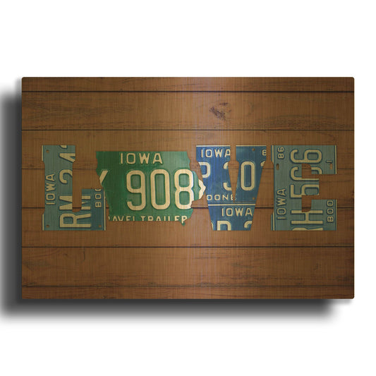 'IA State Love' By Design Turnpike Gold Metal Wall Art