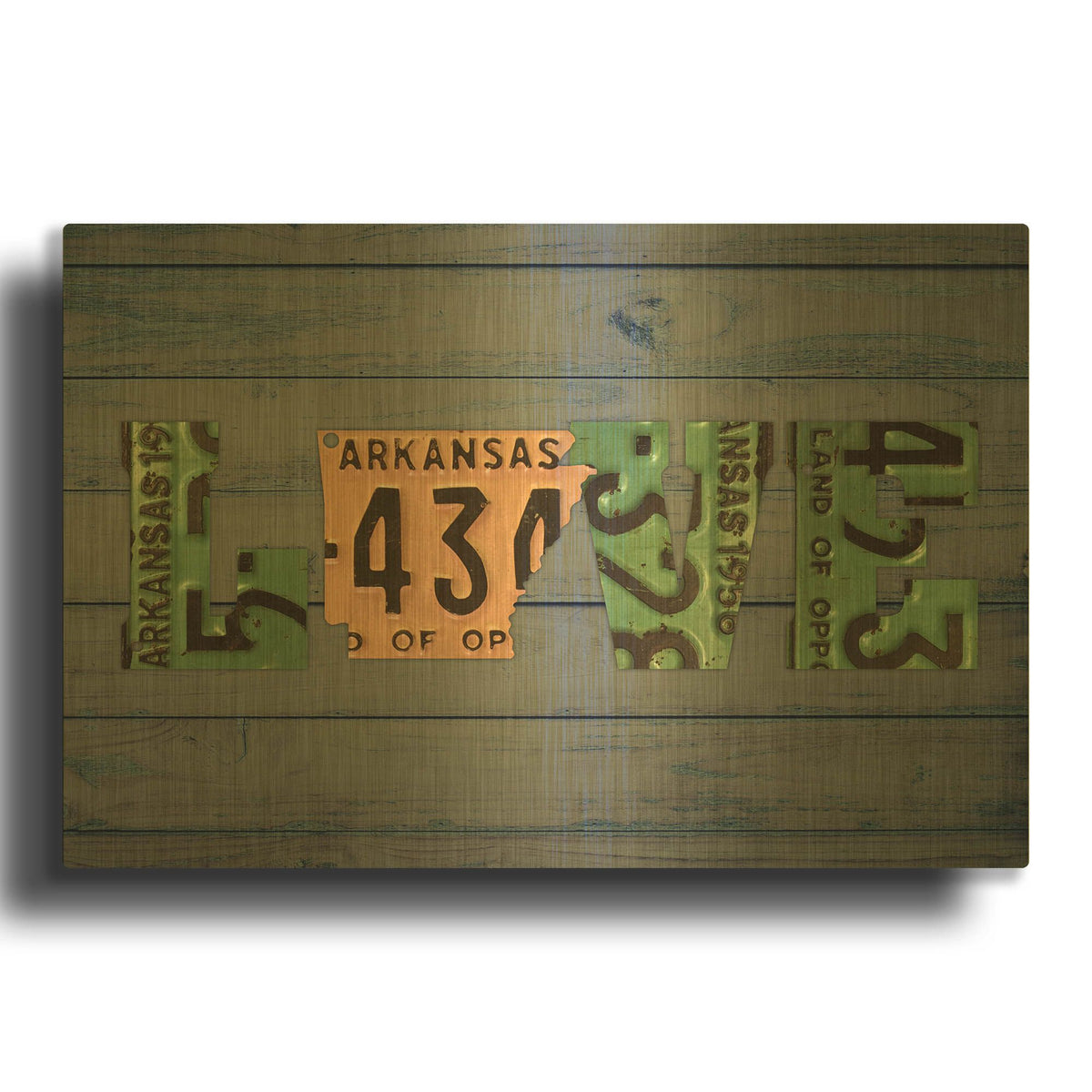'AR State Love 2' By Design Turnpike Gold Metal Wall Art
