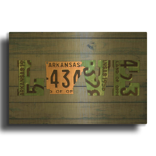 'AR State Love 2' By Design Turnpike Gold Metal Wall Art