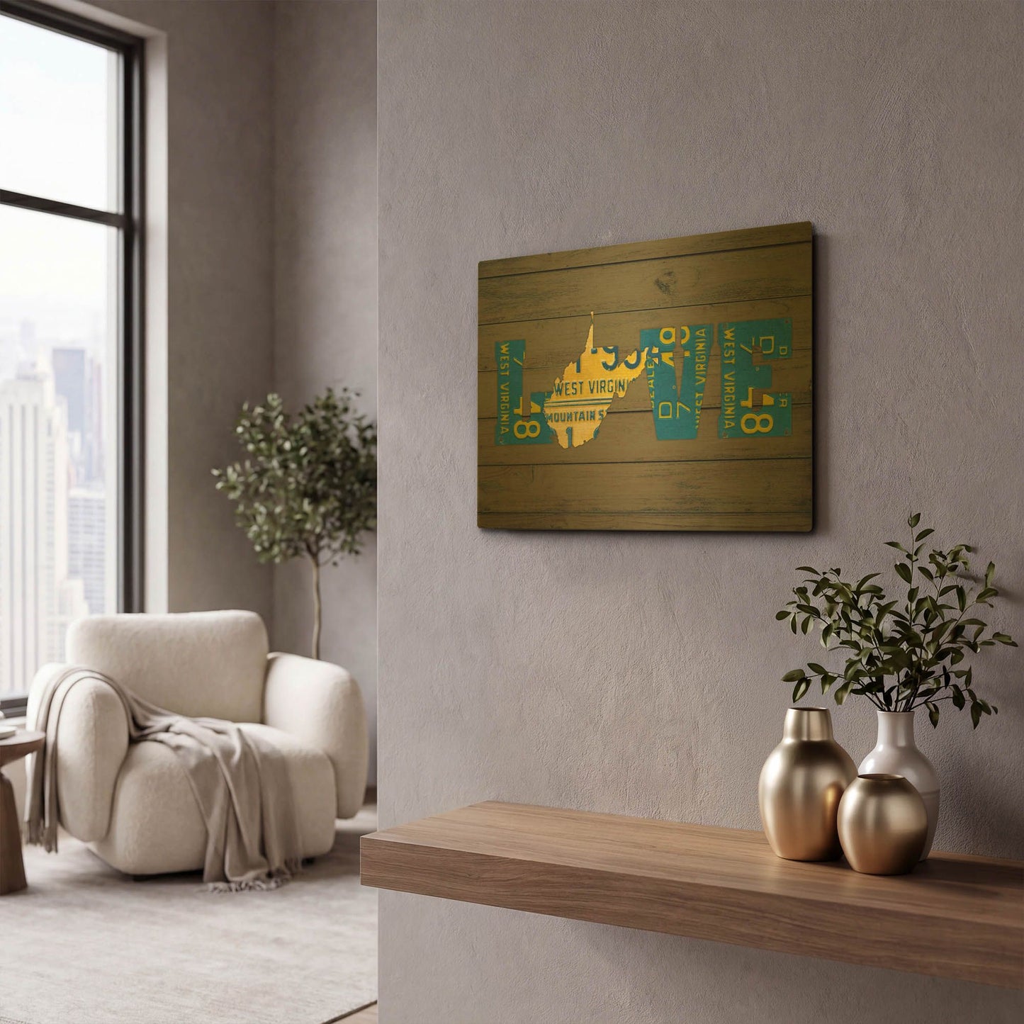 'WV State Love' By Design Turnpike Gold Metal Wall Art
