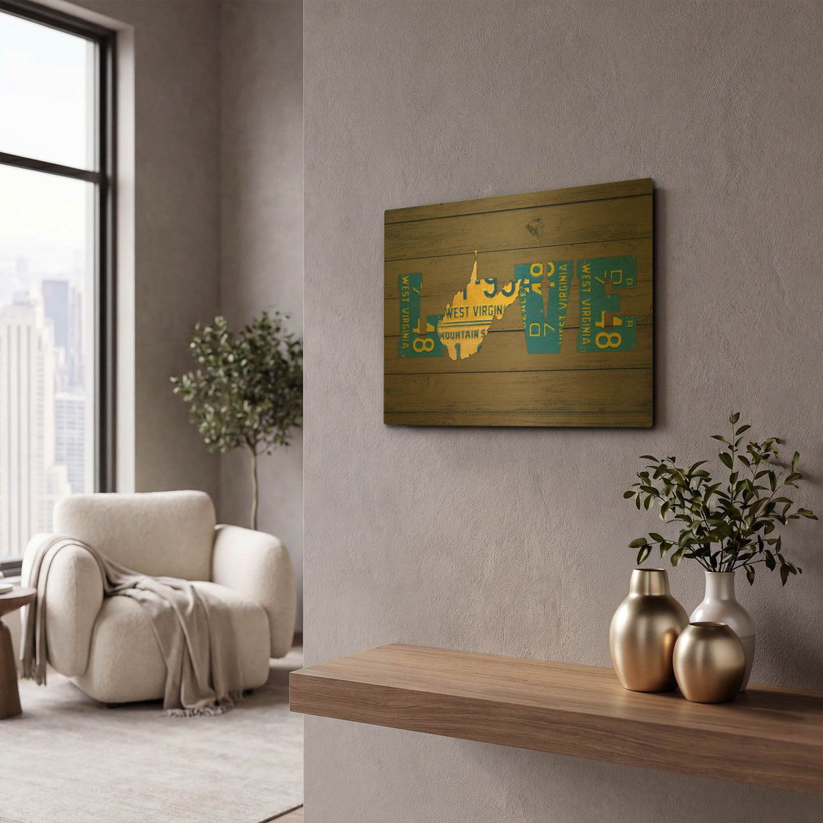 'WV State Love' By Design Turnpike Gold Metal Wall Art