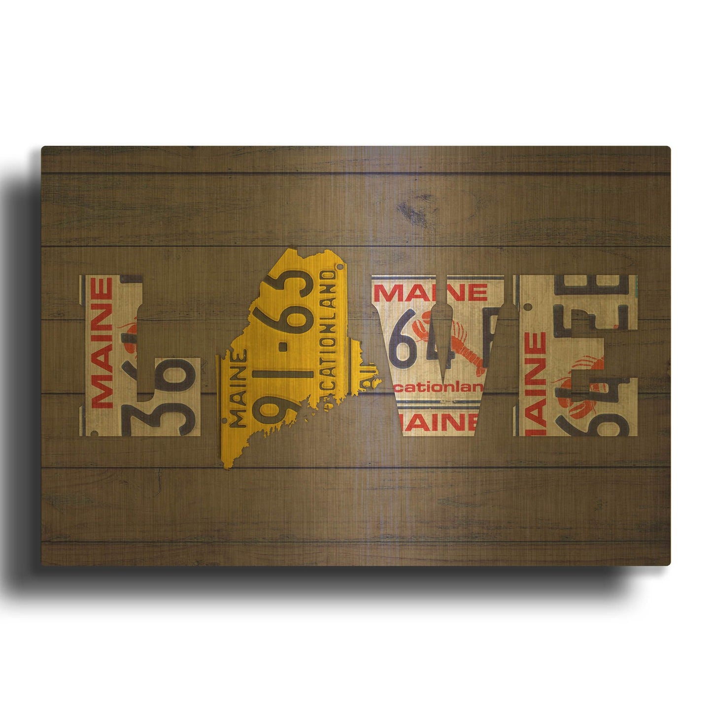 'ME State Love' By Design Turnpike Gold Metal Wall Art