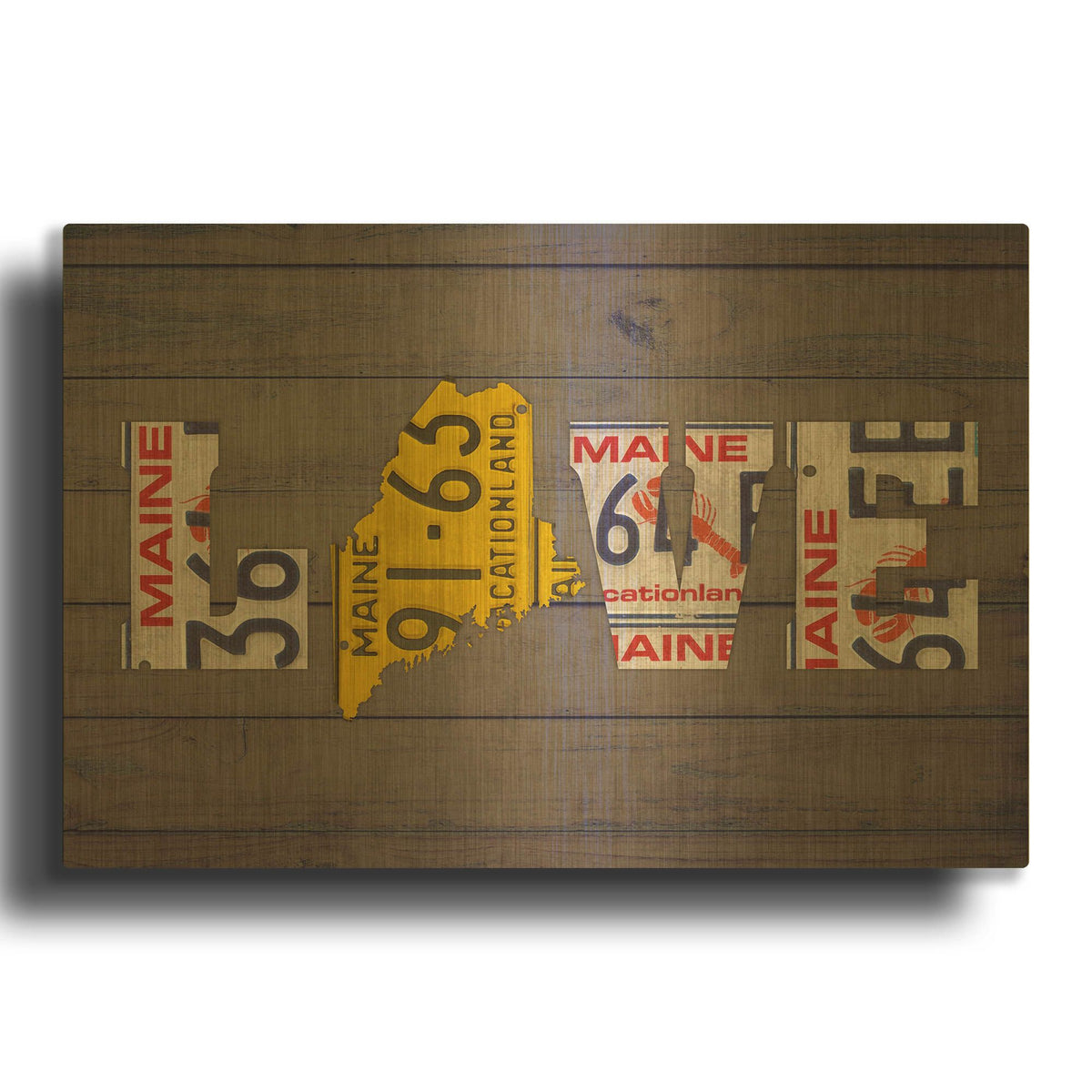'ME State Love' By Design Turnpike Gold Metal Wall Art