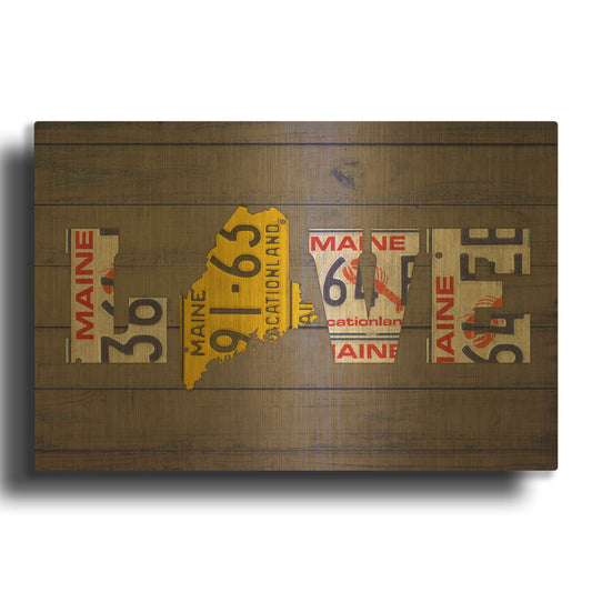 'ME State Love' By Design Turnpike Gold Metal Wall Art